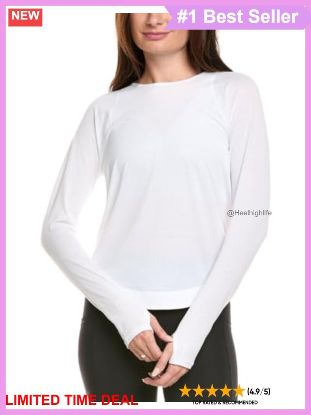 Womens Long Sleeve Crewneck Running T-Shirt Lightweight Sweat-Wicking
